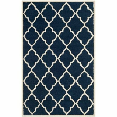 SAFAVIEH Cambridge Hand Tufted Medium Rectangle Rug- Navy - Ivory- 5 x 8 ft. CAM312M-5